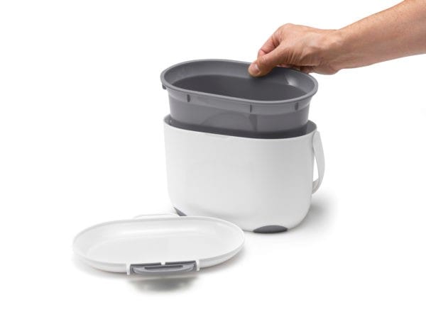 Compost Caddy - GFT afvalbakje - 2,5 liter - losse binnenemmer - vaatwasserbestendig - wit / grijs compost caddy wit / grijs