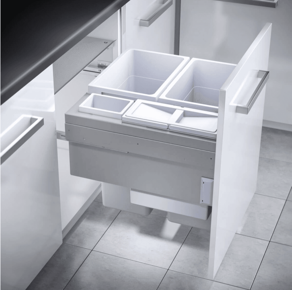 Hailo inbouw afvalsysteem Euro cargo 600 2 x 38L + 12 L + 2,5 L. Licht grijs Hailo Euro Cargo 600 licht grijs