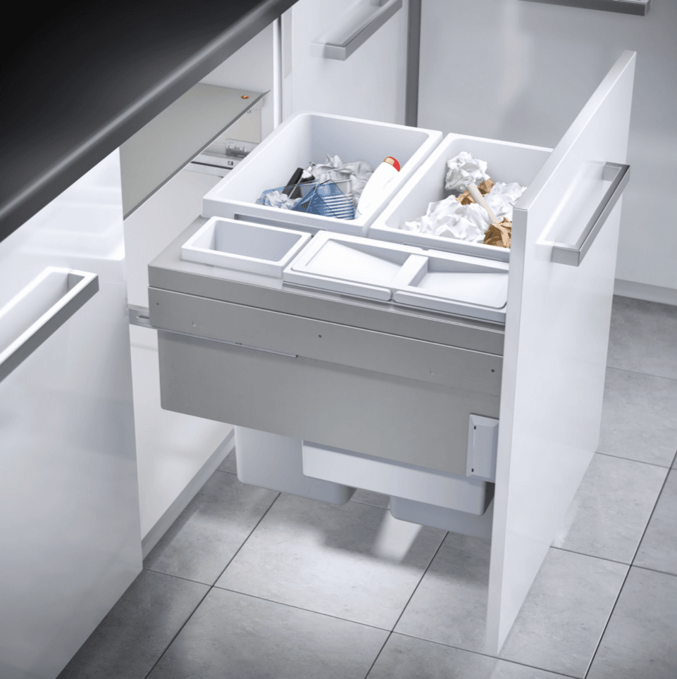 Hailo inbouw afvalsysteem Euro cargo 600 2 x 38L + 12 L + 2,5 L. Licht grijs Hailo inbouw afvalsysteem Euro cargo 600 2 x 38L + 12 L + 2,5 L. Licht grijs - Afbeelding 2