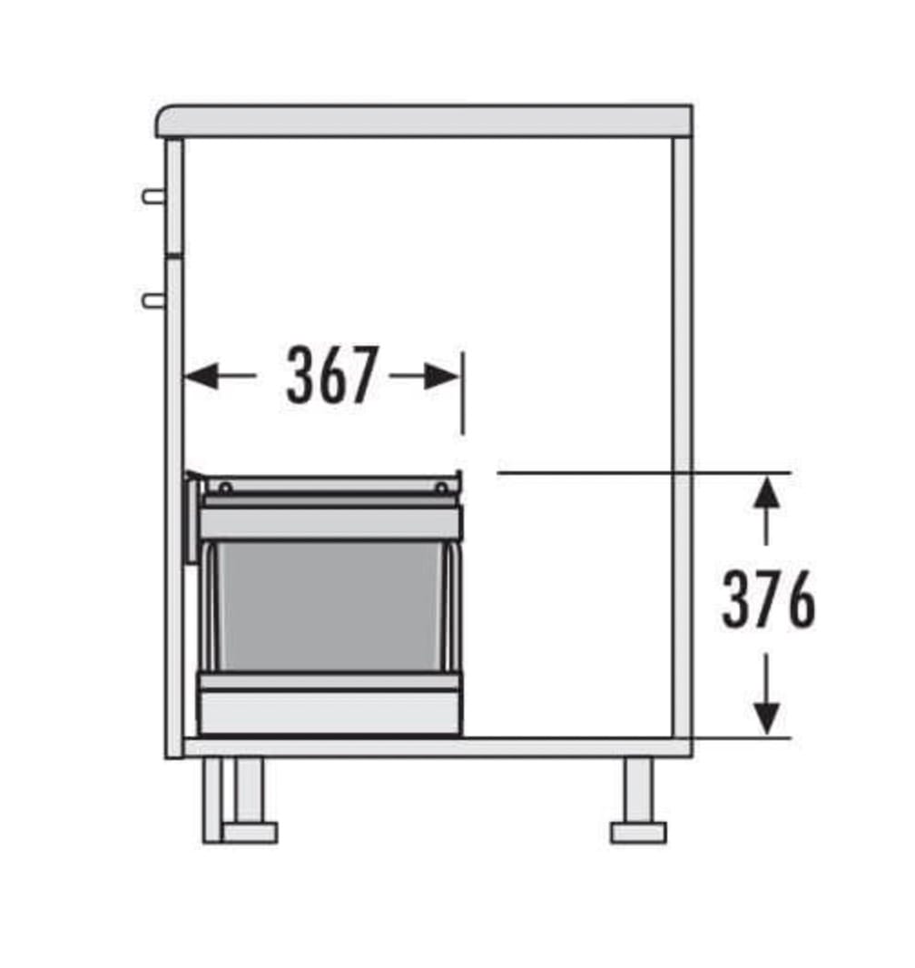 Hailo space saver tandem S plus 12 L + 18 L. Inbouwsysteem voor draaideurkast van 60CM Hailo Space saver Tandem S plus 12 + 18 L